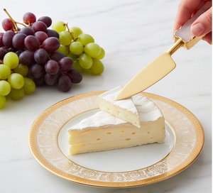 Juego de cuchillos para queso dorados, 4 piezas, mango de piedra rosa, tabla para queso, espátula, tenedor, herramientas para servir, para uso doméstico - Product Image 6