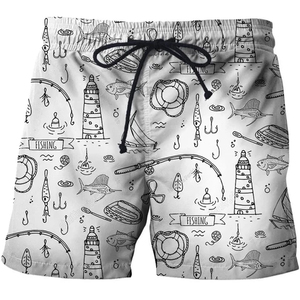 Shorts de plage pour hommes, nouvelle qualité supérieure, impression numérique, séchage rapide, respirant, en spandex et polyester, avec cordon de serrage. - Product Image 5
