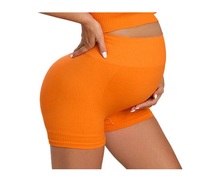 Shorts de yoga et de fitness respirants pour femmes enceintes, côtelés, sans coutures, avec poches intérieures, taille haute