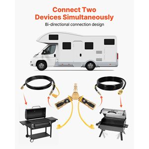 อะแดปเตอร์ RV โพรเพนอะแดปเตอร์2ทาง1/4นิ้วตัดการเชื่อมต่ออย่างรวดเร็ว Y แยกสำหรับรถพ่วง RV ตั้งแคมป์ปิ้งย่าง - Product Image 6