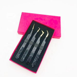 Pince à épiler en acier inoxydable de haute qualité pour extensions de cils, étiquette privée, vente en gros, noire et argentée, pointue - Product Image 1