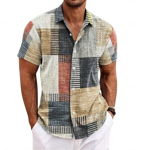 Men's Summer <b>Shirt</b> Vintage <b>Patchwork</b> Printed Button Lapel Short Sleeve <b>Shirt</b> Tropical Vacation T <b>Shirt</b> Fashion Soft Men Clothing - Product Image 5