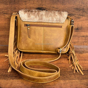 Fashionable Women's Hand Tooled Genuine Leather Fringe Crossbody Bag Multifunctional Luxury Cowhide Floral Shoulder Flap <b>Handbag</b> - Product Image 5