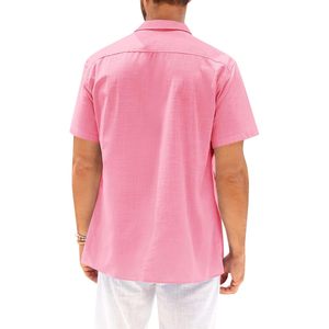 Chemise décontractée pour homme en coton et lin, style hawaïen, à manches courtes, boutonnée, pour l'été, la plage et les vacances, simple boutonnage, respirante et à séchage rapide - Product Image 2