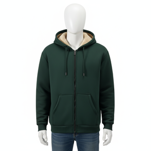 Winter <b>Thick</b> Zipper-Up Solid Regular Fit Fleece Pocket Hooded <b>Cardigan</b> Sweatshirt Unisex 100% Cotton New Warm Hoodie - Product Image 4