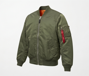 <b>Men's</b> Olive Green <b>Bomber</b> <b>Jacket</b> Windproof Zip Closure Casual Turn-down Collar Regular Fit Solid Color Polyester Material - Product Image 6