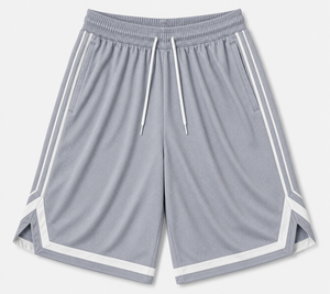 Shorts de basket-ball gris personnalisés, shorts d'entraînement athlétiques, shorts de sport en polyester respirant, shorts de gym - Product Image 3