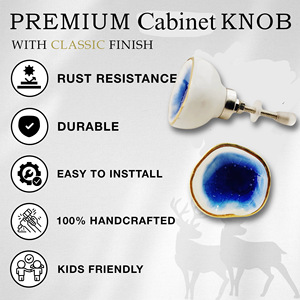 Ceramic Cabinet Knob Novelty Shape <b>Rustic</b> Brown Gold Glaze Drawer Handle for Furniture Application - Product Image 3