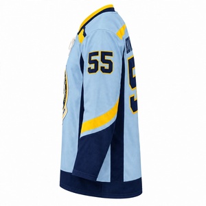 Maillot de hockey sur glace personnalisé sublimé bleu ciel, en polyester épais, avec logo et numéro brodés, col en V à lacets, respirant - Product Image 4
