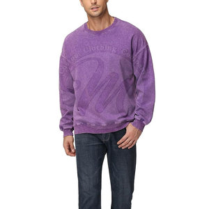 Sweat-shirts pour hommes à manches longues, respirants, effet délavé, vêtements pour hommes, 100% coton, sweat-shirts pour hommes effet délavé en vente - Product Image 4