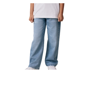 Jeans de Mezclilla de Algodón Azul Claro para Niños, Corte Holgado, Pierna Ancha, Cintura Media, Casuales, Transpirables, para Primavera, Verano, Otoño e Invierno - Product Image 1