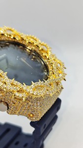 นาฬิกาหรูหราประดับเพชรโมอิสซาไนต์ VVS แบบ Iced Out ขอบหน้าปัดสีทอง หน้าปัดสีน้ำเงิน สายยางสีน้ำเงิน สไตล์ฮิปฮอป สำหรับทั้งชายและหญิง - Product Image 6
