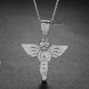 Hip Hop <b>Angel</b> Pendant Wings 925 Silver 18K Gold Plated Rhodium Plated Lab Grown Crystal Rhinestone Unisex Everyday Wear Jewelry - Product Image 3