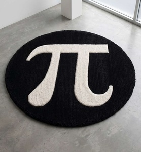 Alfombra Redonda Premium con Símbolo de Pi, Tejida a Mano, en Blanco y Negro, para Sala de Estudio, Oficina y Decoración del Hogar - Product Image 1