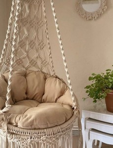 Hamac suspendu en macramé fait main, siège en coton suspendu - Product Image 2