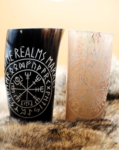 Vaso de cuerno de buey estilo americano con copa de chupito supergrabada, vaso para beber cerveza, vaso de chupito para café, estilo vikingo, con tamaño personalizado - Product Image 1