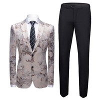 Setelan Jas Pria 3 Potong Warna Solid Slim Fit, Blazer Tuxedo Celana Jas, Bahan Bernapas 100% Poliester, 3 Kancing Single Breasted