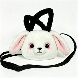 Sac bandoulière personnalisé en peluche lapin, sac à main en peluche mignon avec visage de lapin, sac à main lapin à oreilles tombantes blanches, sac à bandoulière enfant en peluche animal - Product Image 6