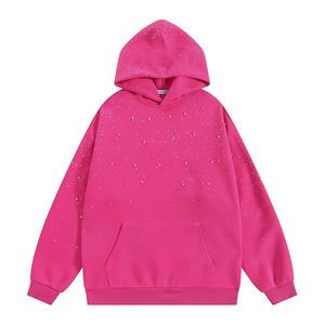 Sweat à capuche en mélange coton-polyester pour homme, orné de strass en mosaïque et de segments de cristaux, avec cordon de serrage - Product Image 1
