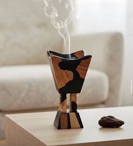 Brûleur d'encens artisanal FAIZA CRAFT en bois d'acacia et résine de bois de santal - Aromathérapie écologique, durable toute l'année, livraison rapide - Product Image 4