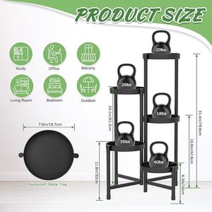 Modern Metal <b>Plant</b> Rack 4 <b>Tier</b> <b>Indoor</b> Corner <b>Stand</b> for Flower Green <b>Plants</b> Powder Coated Black Minimalist Design - Product Image 5