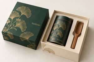 กล่องบรรจุภัณฑ์แข็งแบบยกฝาเปิดได้สำหรับชาแปะก๊วยแบบกำหนดเอง - Product Image 1