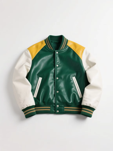 Chaqueta Varsity de Cuero PU Personalizada para Hombre 2026, Último Diseño, Estilo Hip Hop, Ajuste Holgado, Anorak con Bordado, Estilo Letterman - Product Image 1