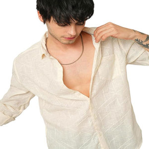 Camisa de franela de algodón 100% OEM para hombre con cuello de polo Logotipo bordado estampado personalizado Camiseta de franela de manga larga de talla grande para hombre - Product Image 4