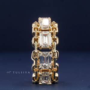 Bague élégante en or jaune 14 carats avec diamant de laboratoire pour homme, alliance de fiançailles et de mariage au design raffiné avec pierres finement polies, idéale pour les fêtes - Product Image 6