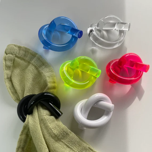 แหวนรองผ้าเช็ดปากเรซิ่นคุณภาพสูงสำหรับใช้ในบ้านและร้านอาหาร แหวนรองผ้าเช็ดปากเรซิ่นทรงกลมใสสีฟ้าใสแบบแก้วทะเล - Product Image 6