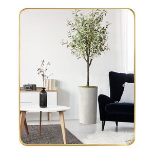 Specchio Rettangolare Moderno 76x91 cm con Cornice Dorata Profonda, Decorazione da Parete in Metallo per Camera da Letto, Soggiorno, Ingresso - Specchio da Comodino - Product Image 1