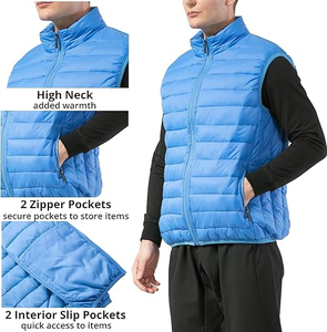Custom OEM LOW MOQ Fitted Biker Puffer Vest <b>Jackets</b> Hooded Breathable Eco-Friendly Canvas <b>Waterproof</b> <b>Winter</b> Sleeveless Custom - Product Image 5