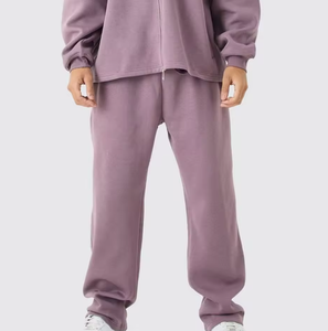 ชุดวอร์มมีฮู้ดซิปหน้าขนาดใหญ่สำหรับผู้ชาย – เสื้อสเวตเชิ้ตทรงหลวมสีพื้นและกางเกงจ็อกเกอร์ ชุดลำลองสตรีทแวร์ 2 ชิ้น - Product Image 6