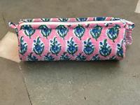 Petite trousse à cosmétiques en coton matelassé à motifs floraux indiens, mini trousse à pinceaux de maquillage, étui à crayons, trousse à rouge à lèvres.