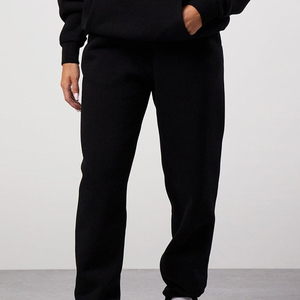 Pantalon de jogging pour femme, OEM personnalisé, taille élastique oversize, en molleton bouclette doux uni, coupe droite à jambe large, pantalon de sport - Product Image 2