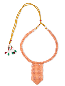 สร้อยคอพู่ประดับลูกปัดสีพีชสำหรับผู้หญิง - Product Image 4
