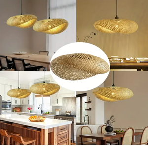 Bamboo Oval Pendant Lamp for Home Ceiling Decoration <b>Dining</b> Room and Bedroom <b>Lighting</b> - Product Image 4