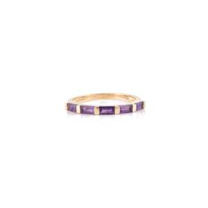 14K Solid Gold Amethyst <b>Dainty</b> Art Deco Band <b>Ring</b> - Product Image 3