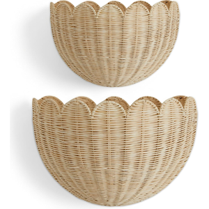 Scalloped Wicker <b>Wall</b> <b>Basket</b>, Handwoven Rattan Hanging <b>Storage</b> <b>Basket</b> <b>for</b> Home Decor, Nursery, Entryway & Living Room - Product Image 3