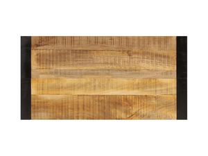 Table de cuisine et de salle à manger de style loft européen, durable, pliable, en bois de manguier massif, plateau rectangulaire, pieds en bois en forme de U, finition noire naturelle - Product Image 3