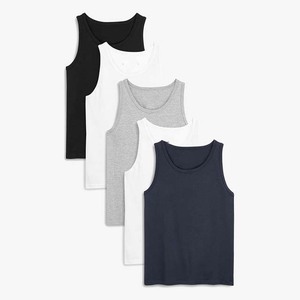 Débardeurs en coton pour hommes de haute qualité, col rond, couleur unie, respirants, tricotés, décontractés, pour la salle de sport, lot de 5 - Product Image 5