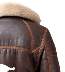 <b>Top</b> Class Sleek <b>Distressed</b> Bomber Jacket In Soft Sheepskin Sherpa Faux Fur Men Premium Winter Bomber Jacket - Product Image 4