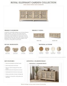 Indian Supplier Handcrafted Royal Elephant Garden <b>Sideboard</b> in Solid Wood for Dining Room or Hallway for Wholesale Supply - Product Image 2