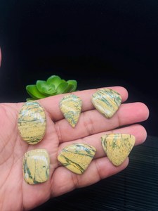 Cabochon ovale en jaspe mariposite naturel blanc, pierre précieuse lâche à changement de couleur, trou de 5 mm, idéal pour la fabrication de bagues et pendentifs. - Product Image 1