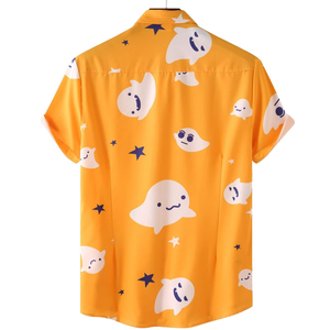 เสื้อเชิ้ตฮาวายพิมพ์ลายกราฟิกฮาโลวีนแบบสั่งทำพิเศษสำหรับผู้ชาย แขนสั้นทรงโอเวอร์ไซส์ ติดกระดุม สไตล์สตรีทแวร์ลำลองสำหรับงานปาร์ตี้ - Product Image 3