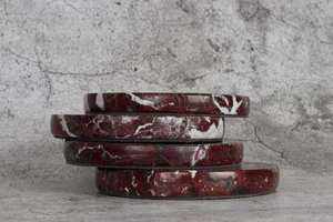 Gabriella Red Round Marble <b>Coaster</b> <b>Set</b> With Waterproof Flamed Surface Design and Natural For Gift Purpose - Product Image 4