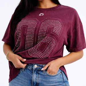 Durable Reasonable Price New Fashion Women Rhinestone T-Shirt Summer Breathable Quick Dry High Quality Anti-Bacterial Top - Product Image 6