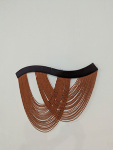 JNC Macrame MA19 Décoration murale bohème en macramé avec barre en bois courbée, art abstrait en corde, pour salon, lavable - Product Image 5