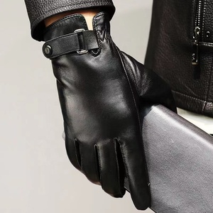 Gants en cuir longueur poignet, style uni, chaleur hivernale, usage quotidien, non doublés, noir - Product Image 5