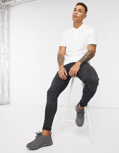 Polo à manches courtes pour homme, couleur unie, coton, style décontracté, respirant, coupe régulière, tissu Oxford - Product Image 4